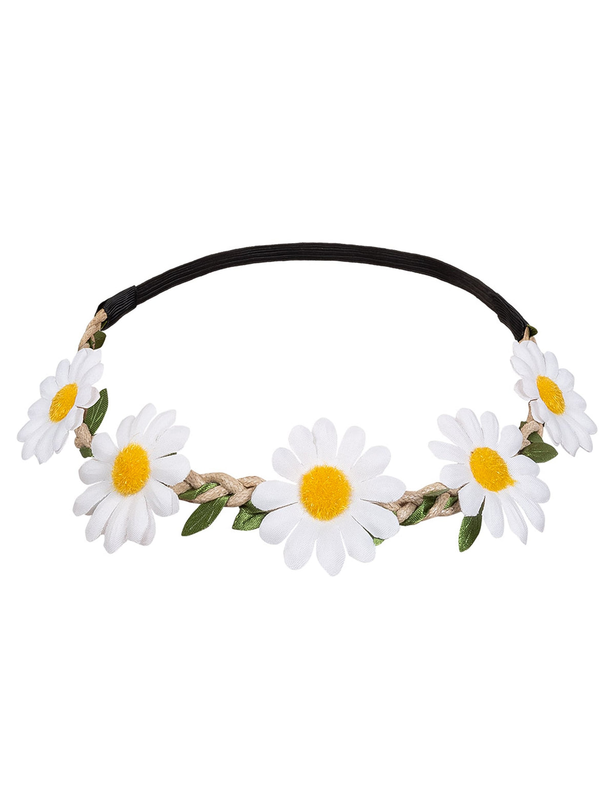 Couronne de fleurs marguerites du kit accessoires hippie deluxe