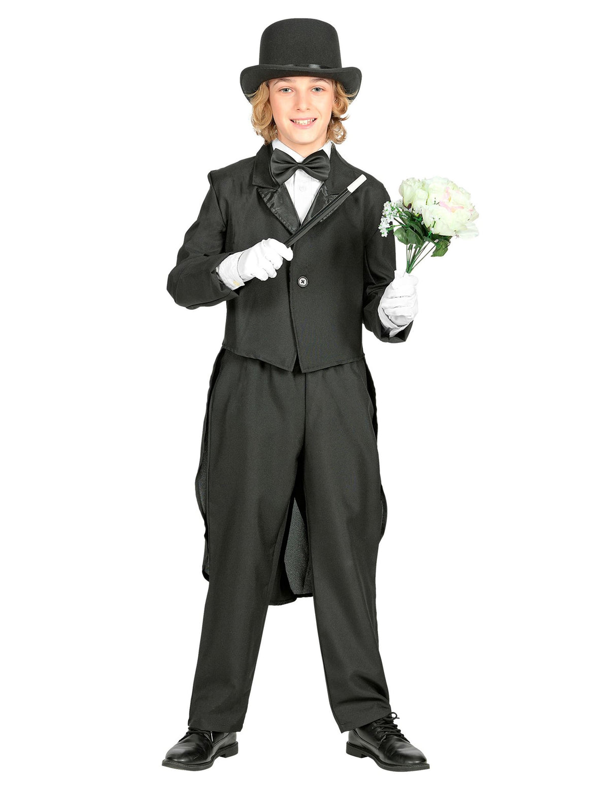Vue avec bouquet de fleurs du kit accessoires magicien pour enfant