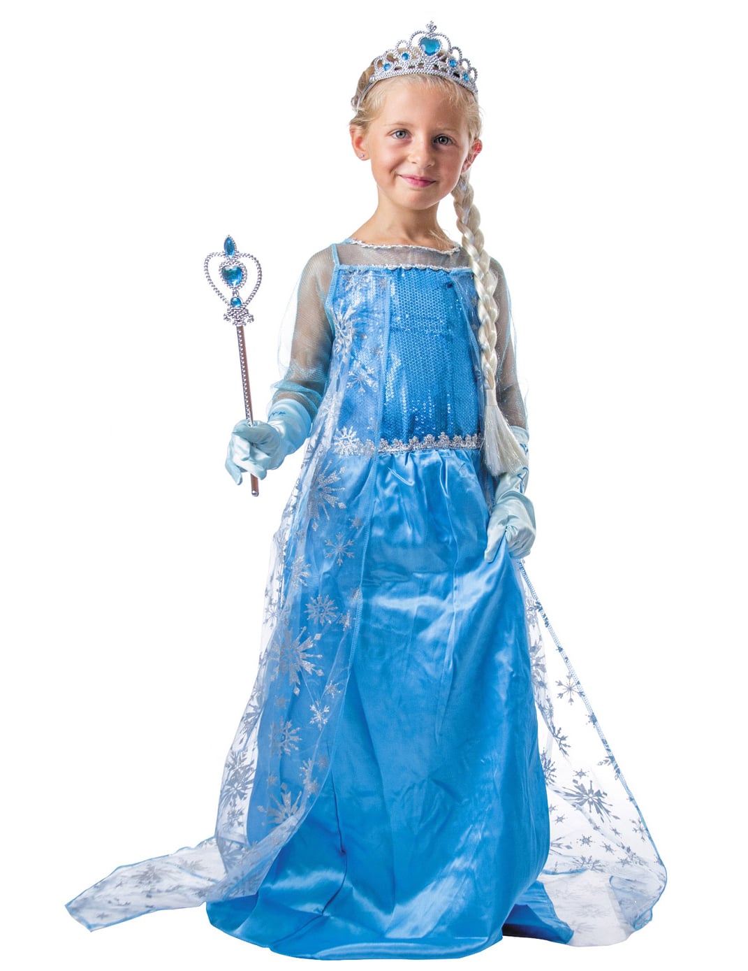 Kit accessoires de princesse des glaces pour enfant bleu avec diadème et baguette