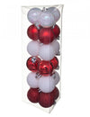 18 mini boules de Noël blanches et rouges mat et pailleté