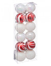 Mini boules de Noël pour décoration blanches et rouges pailletées