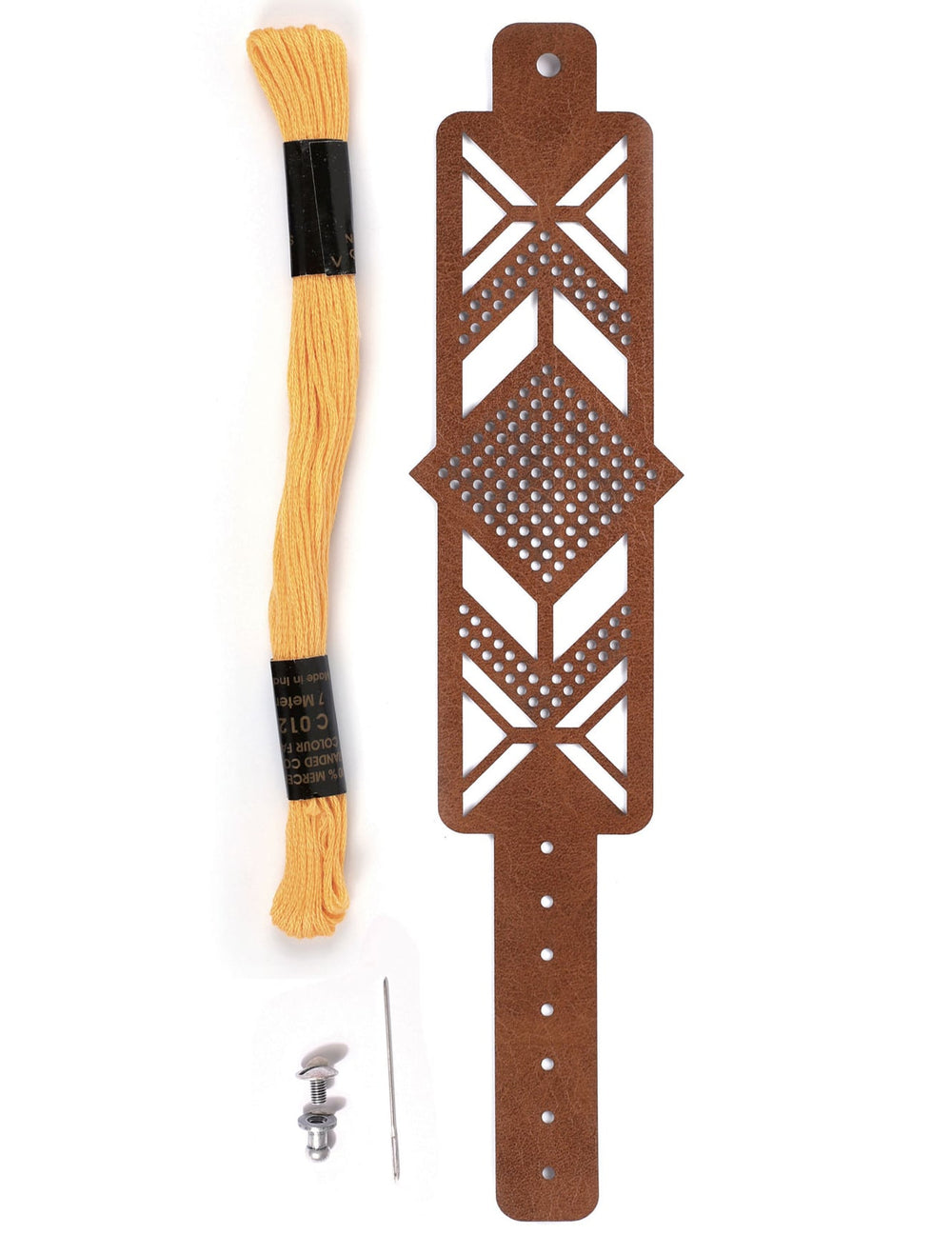 Détail du contenu du Kit bracelet à broder manchette motif losange pour adulte