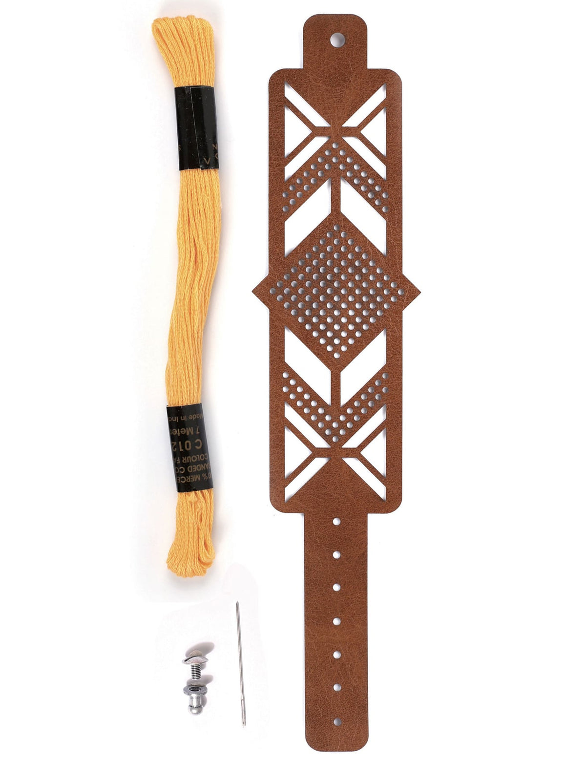 Détail du contenu du Kit bracelet à broder manchette motif losange pour adulte