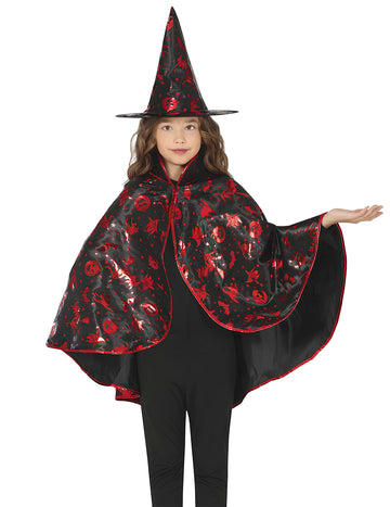 Dječja crna i crvena vještica rta i šešir