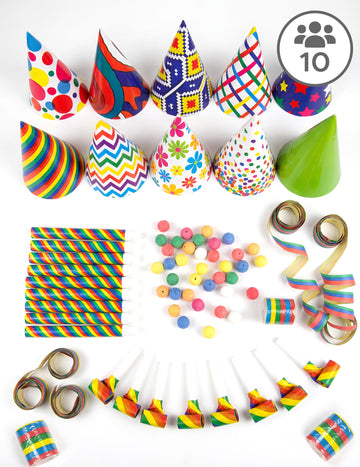 Raznobojni pribor za zabavu za 10 osoba