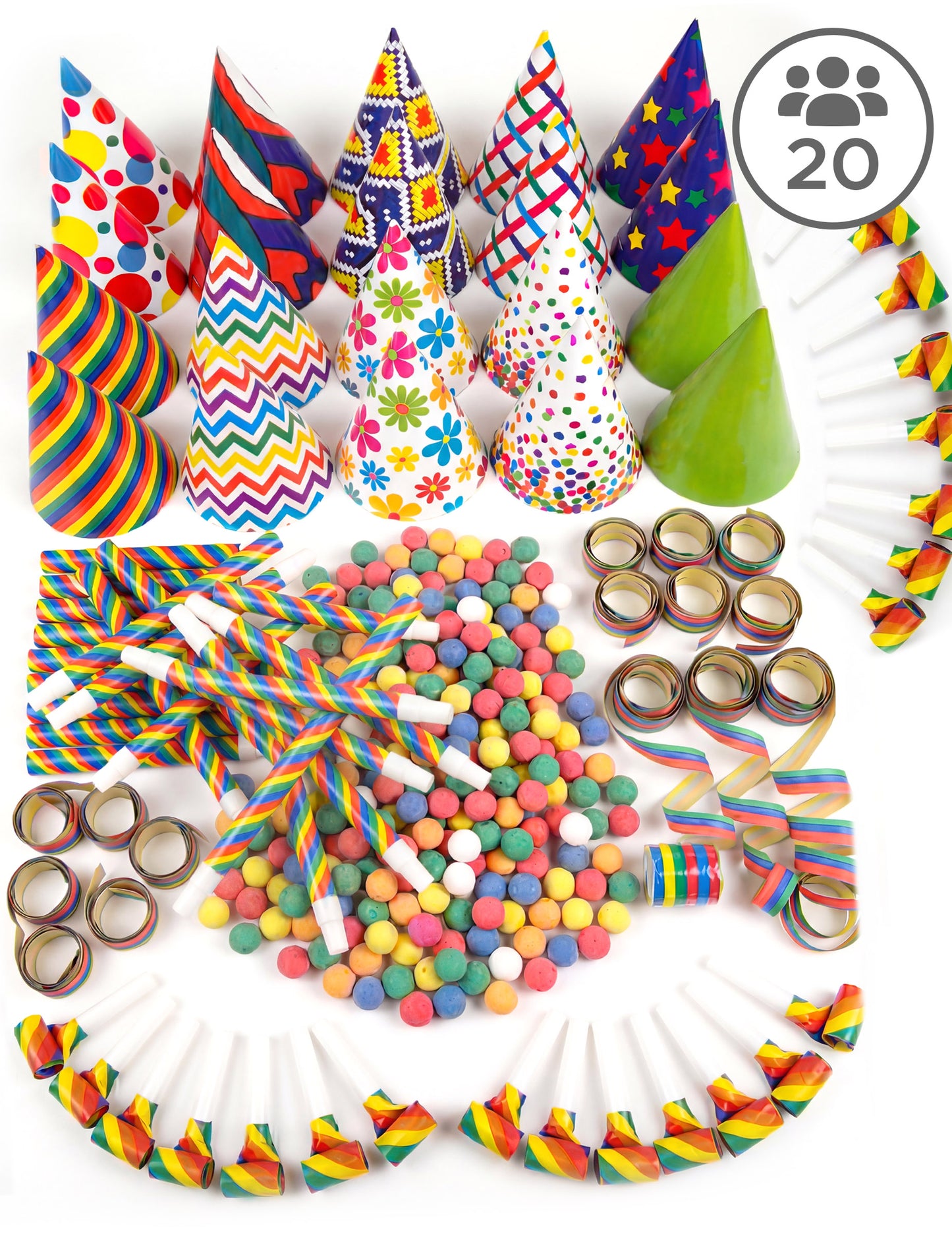 Raznobojni pribor za zabavu za 20 osoba