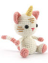 Kit crochet amigurumi chat-licorne blanc et rose avec corne jaune