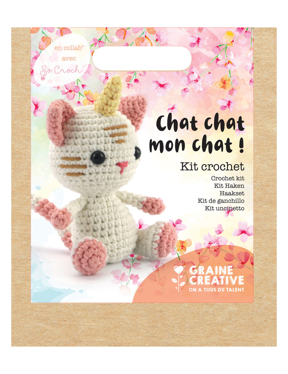 Emballage du kit crochet amigurumi chat-licorne