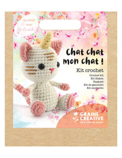 Emballage du kit crochet amigurumi chat-licorne
