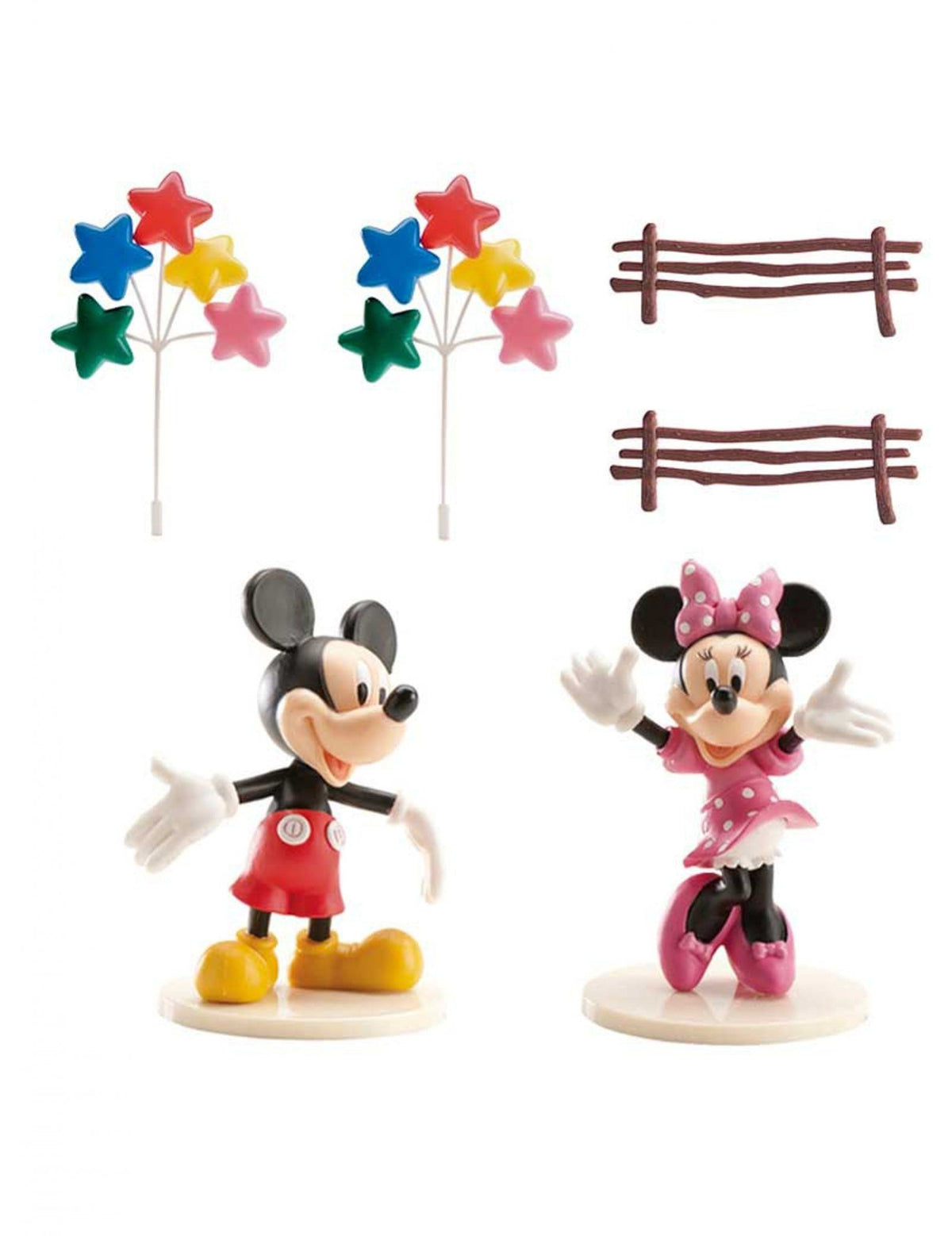 Kit de décorations de gâteau Mickey et Minnie pour enfant multicolore avec figurines et pics étoiles