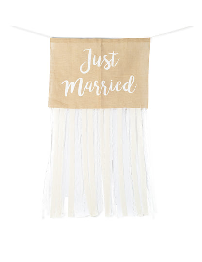 Kompletan rustikalni set za vjenčani automobil od jute i čipke za mladenku i mladoženju, tek vjenčane