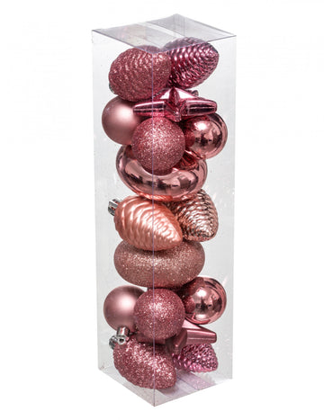 Set ukrasa za božićno drvce rose gold, 18 komada 