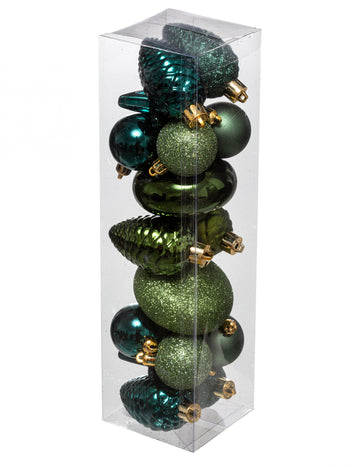 18-dijelni plavo-zeleni set za vješanje božićnih ukrasa za drvce