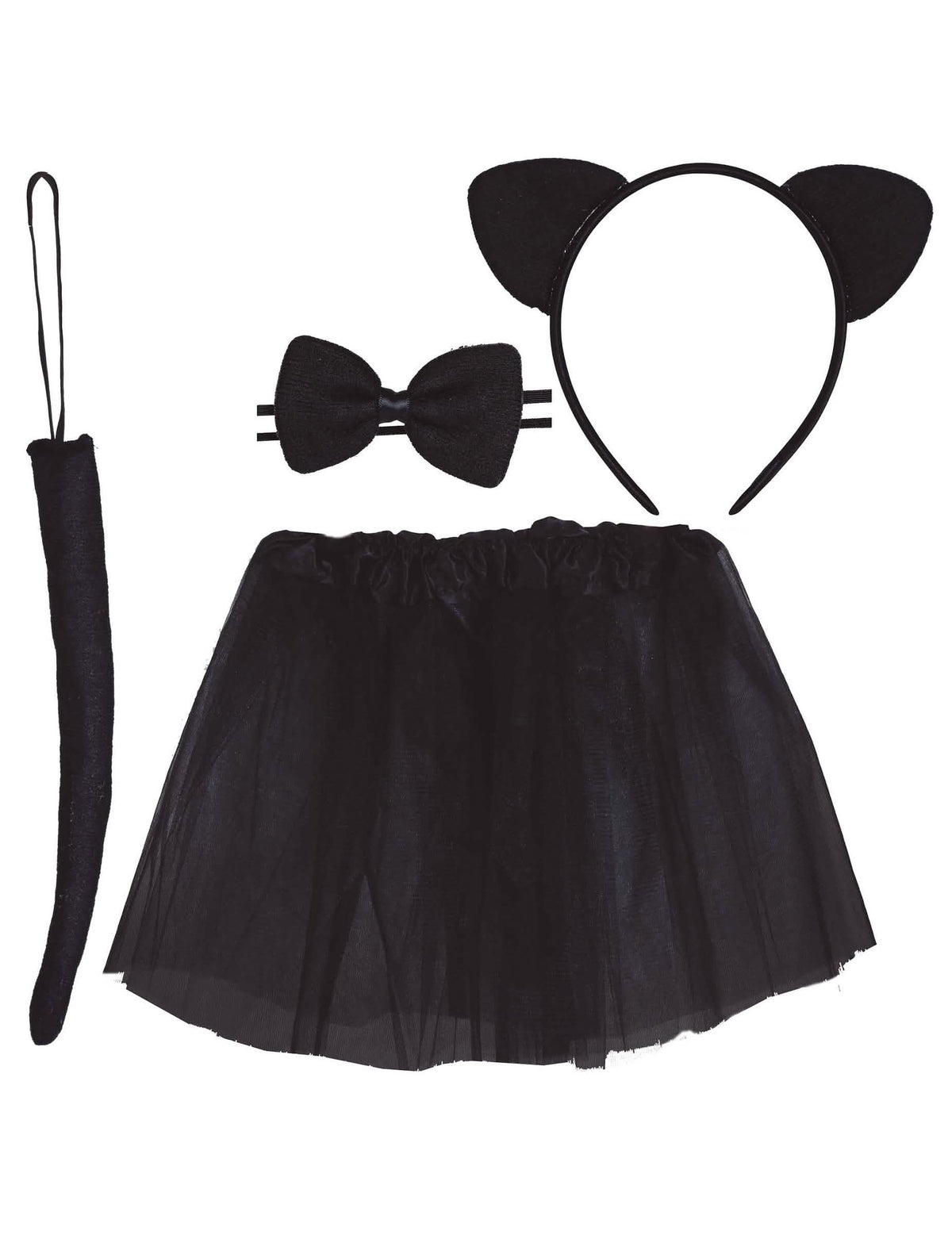 Kit déguisement de chat pour enfant noir avec tutu oreilles nœud papillon et queue