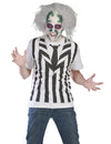 Kit déguisement et perruque Beetlejuice pour adulte à rayures noires et blanches avec perruque grise