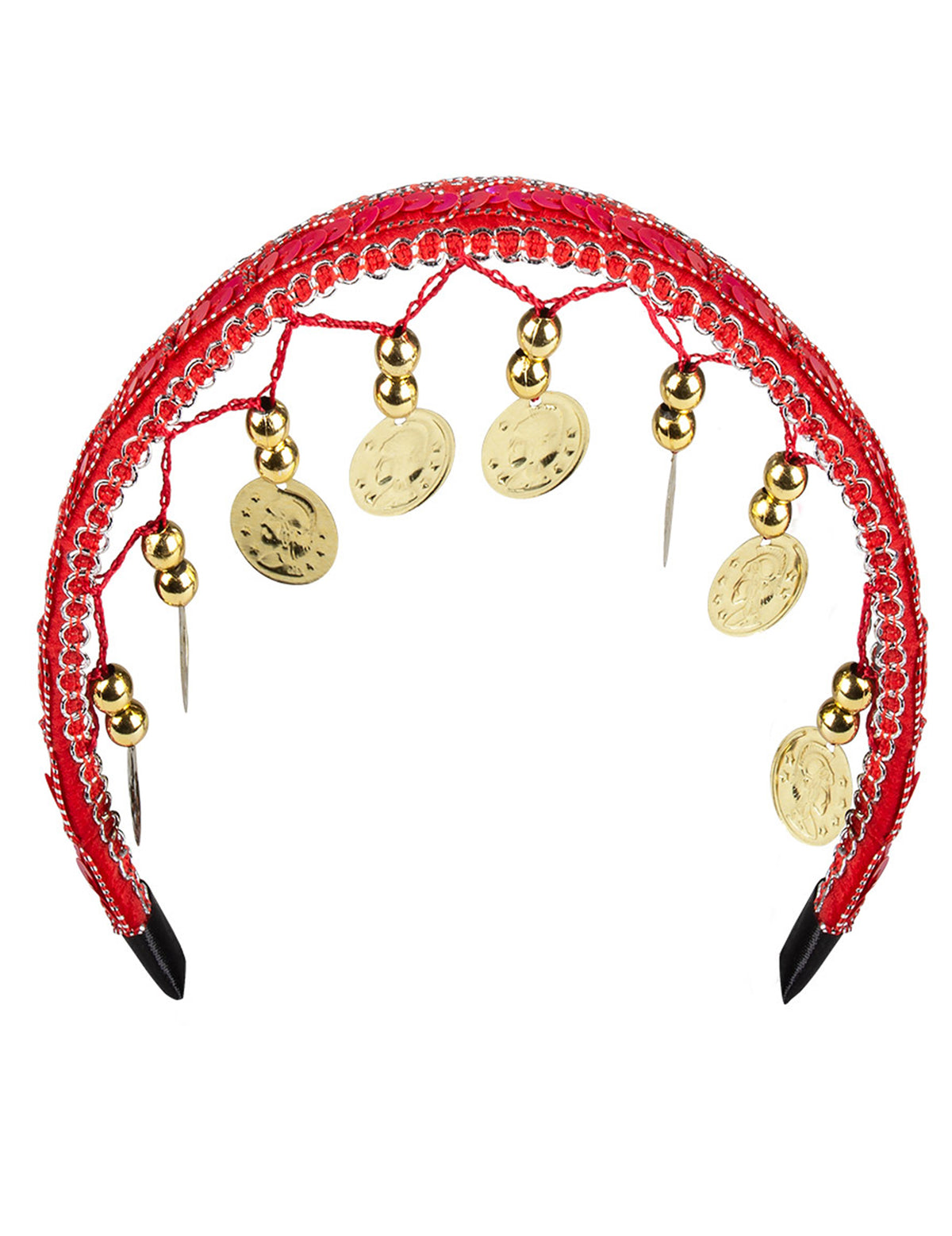 Serre-tête rouge à pièces dorées du kit accessoires danseuse orientale pour femme