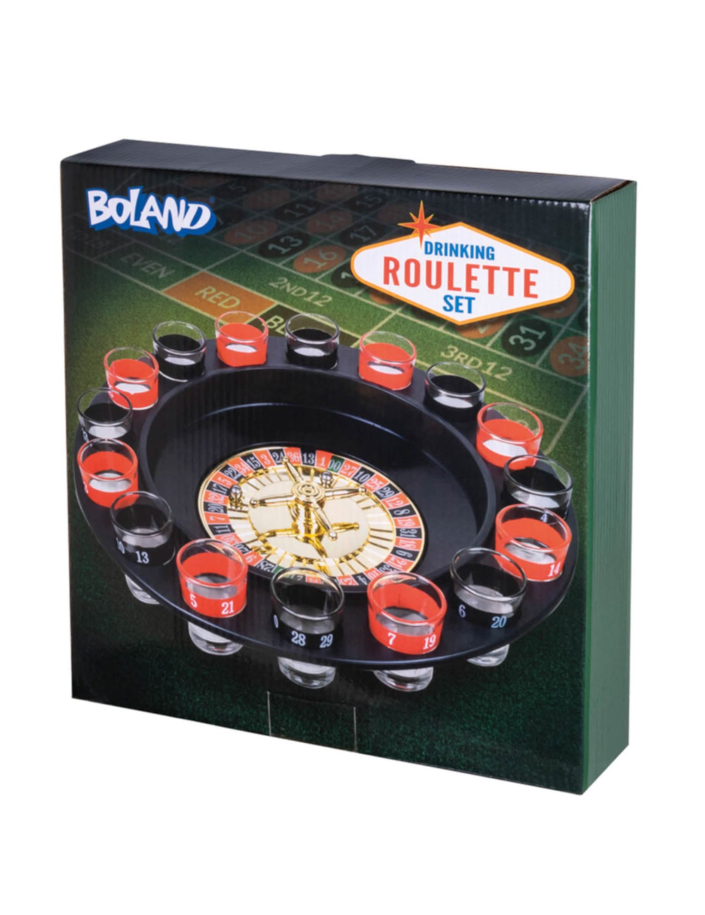 Prikaz pakiranja seta za društvenu igru roulette za piće