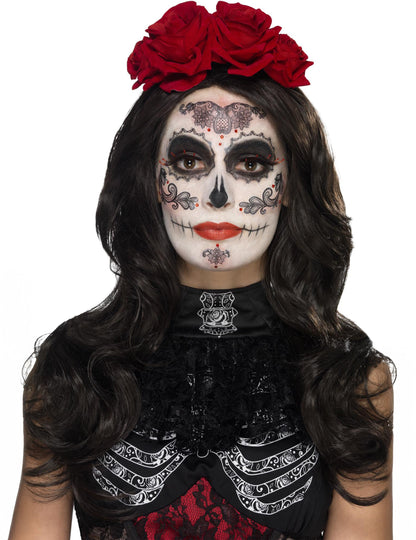 Komplet za šminkanje glamura s lažnim trepavicama i nakitom Dia de los Muertos