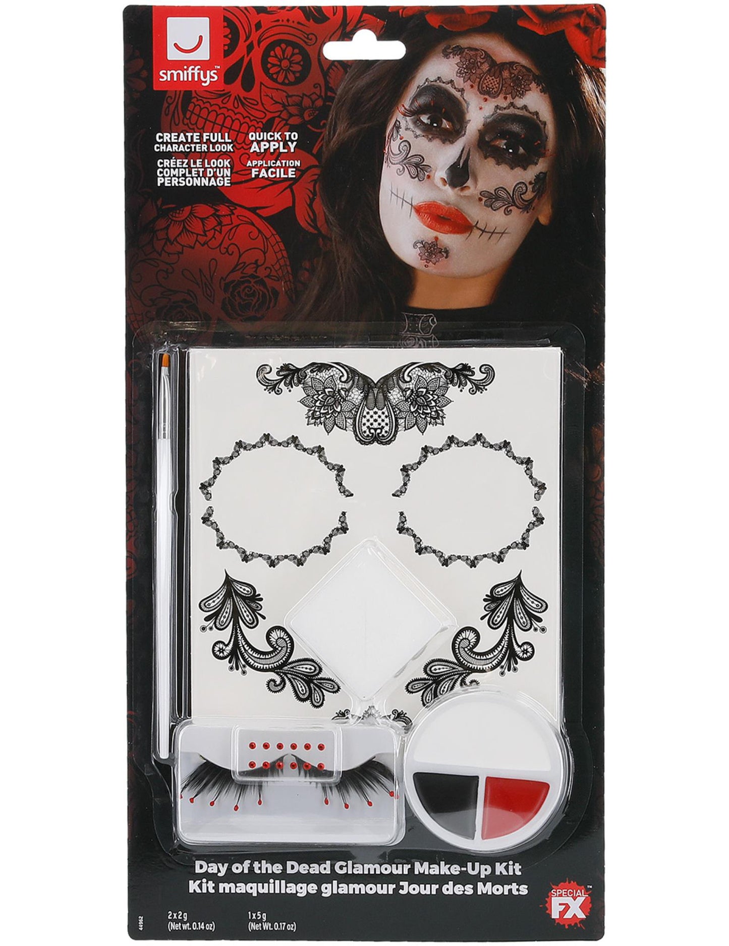 Komplet za šminkanje glamura s lažnim trepavicama i nakitom Dia de los Muertos