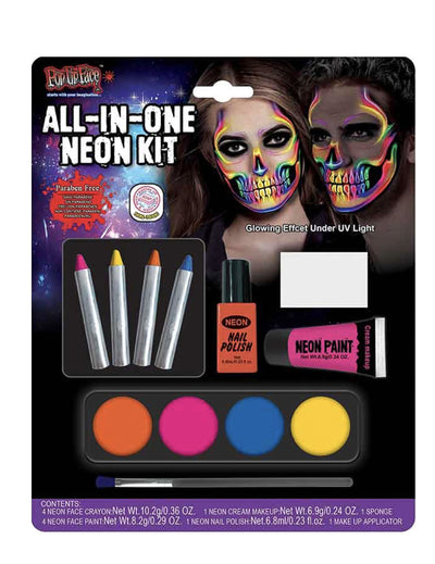 Kit maquillage néon pour adulte multicolore