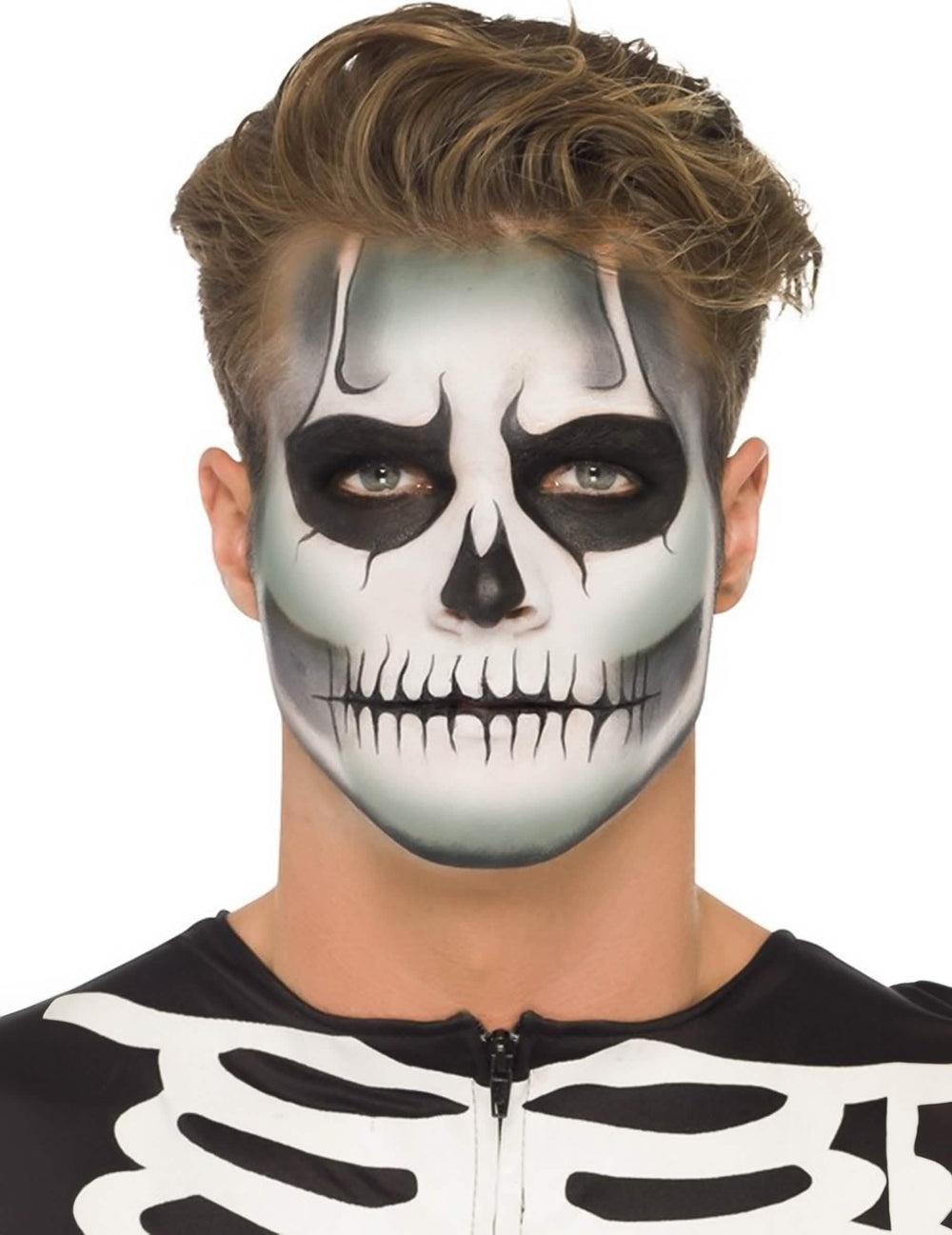 Set šminke za odrasli kostur koji svijetli u mraku crno i bijelo halloween