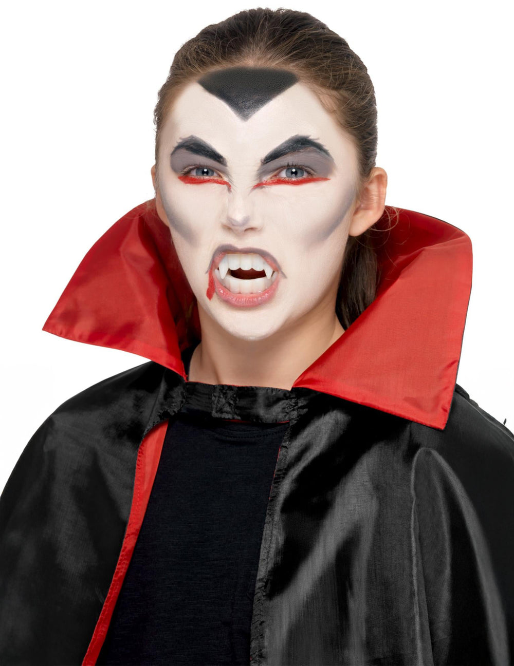 Kit maquillage vampire avec dentier pour enfant blanc rouge et noir