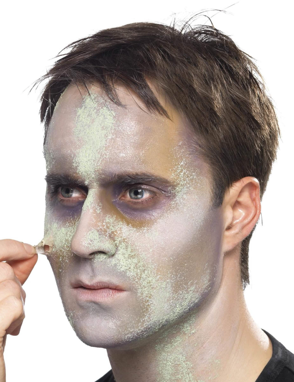 Detalj efekta kože koja se ljušti iz kompleta šminka zombiji