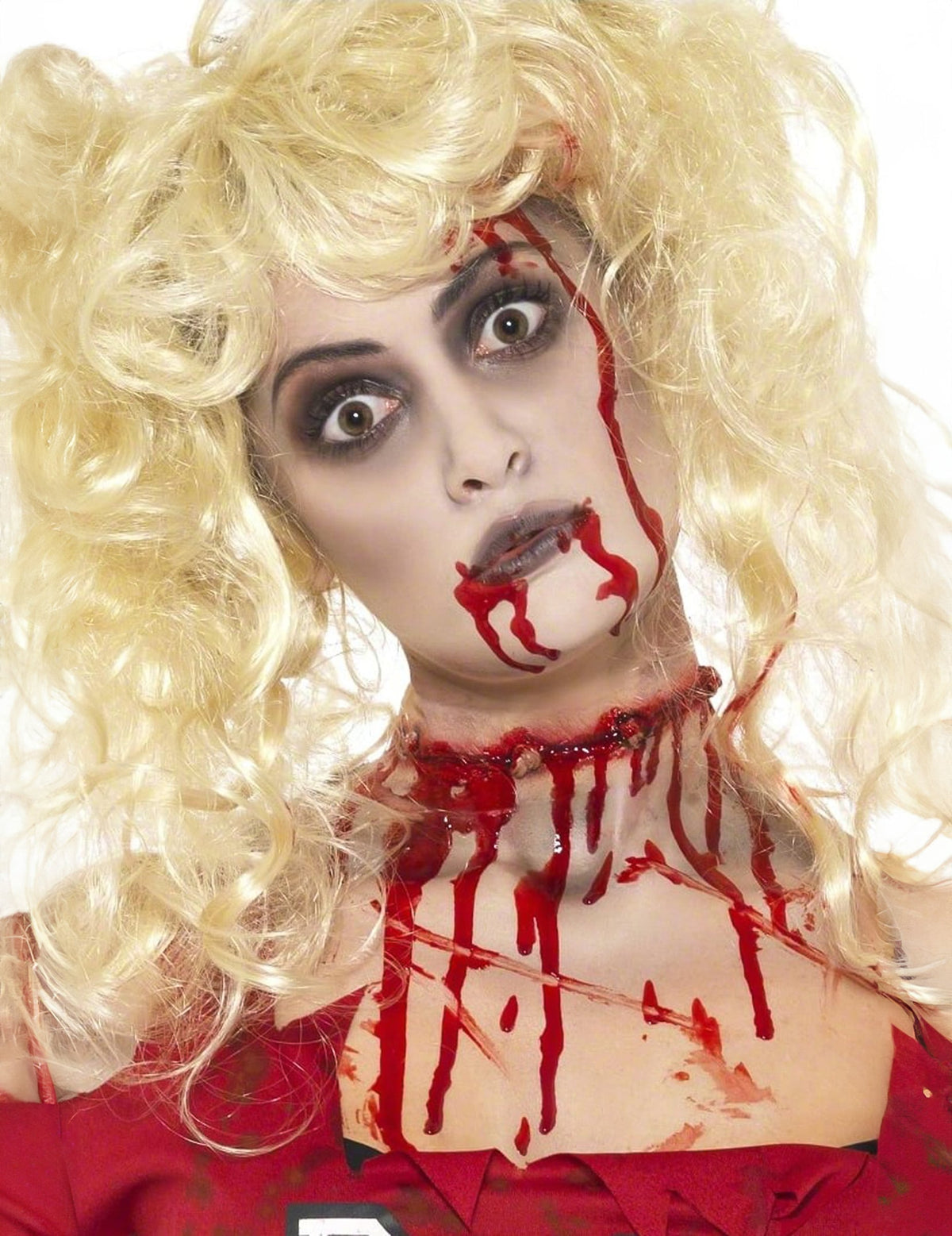 Kit maquillage zombie pour femme avec faux sang et effet gorge tranchée