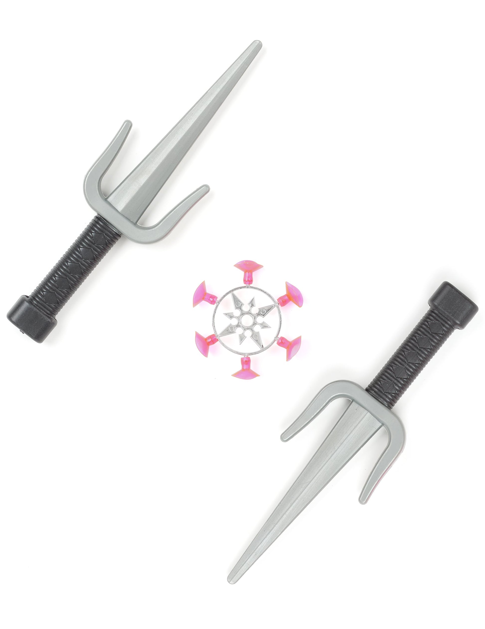 Kit ninja pour enfant en plastique gris et noir avec shuriken à ventouses