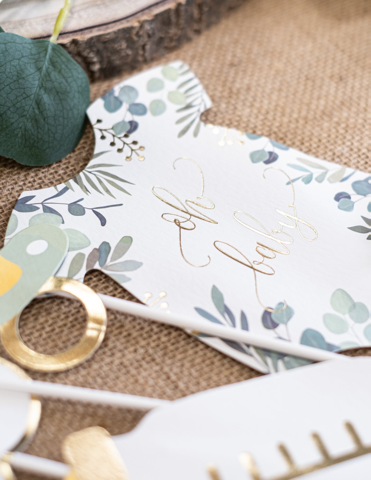 Photobooth komplet 11 pribor oh baby eucalyptus gill i zlato