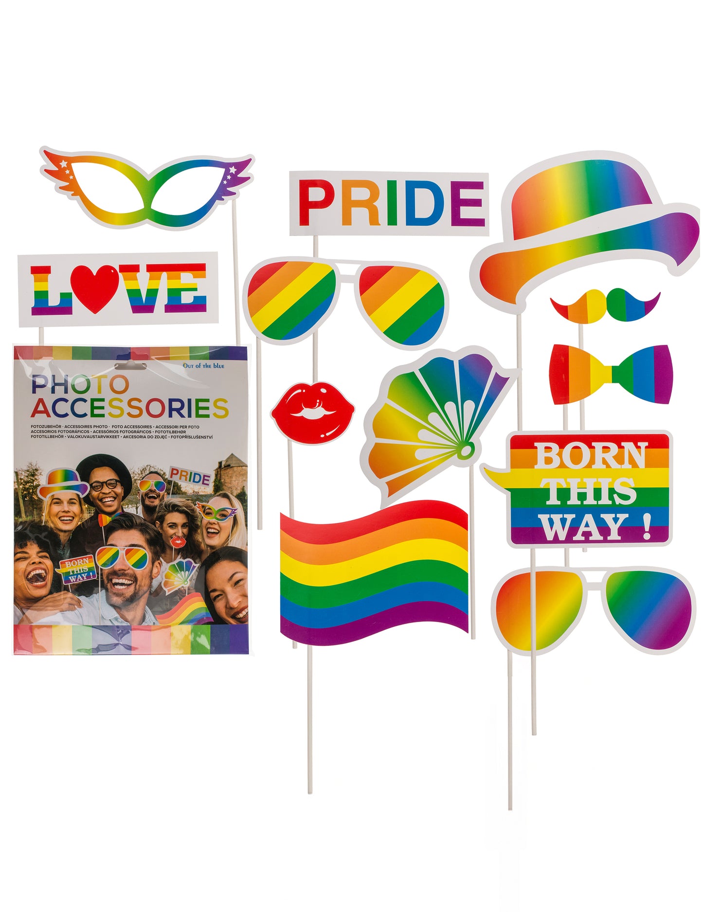 Kit photobooth arc en ciel pride 12 pièces