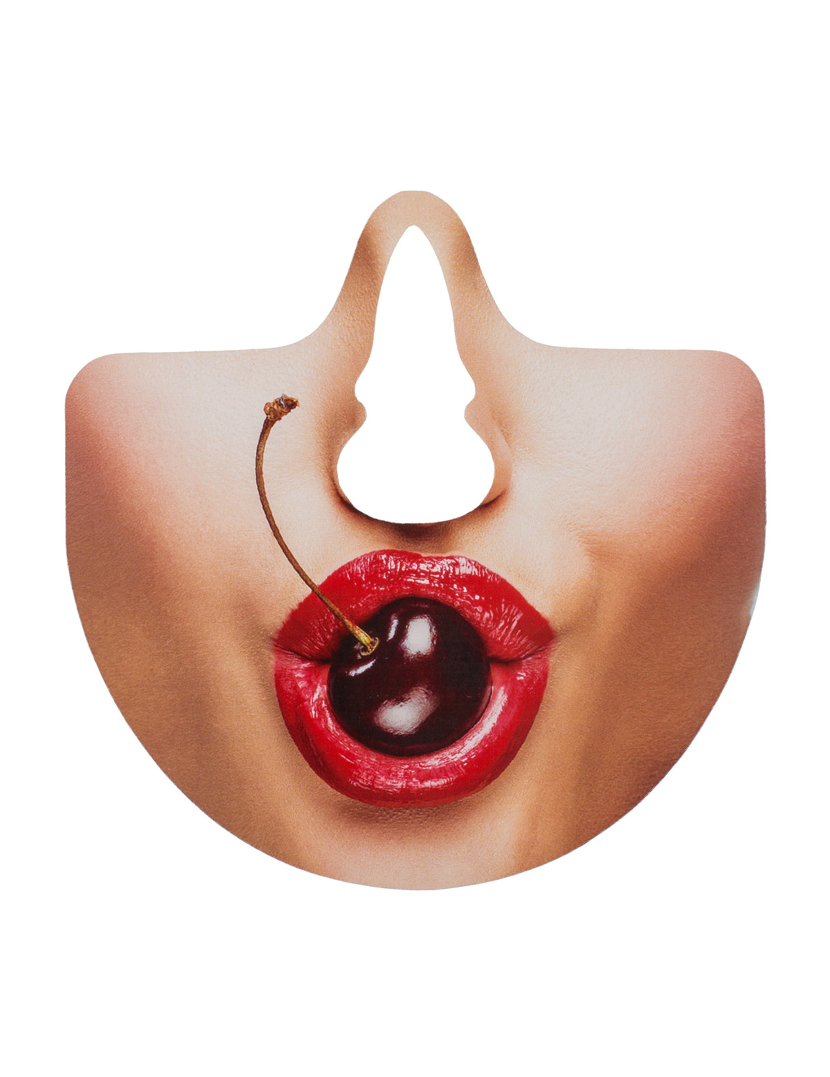 Détail d'un accessoire de bouche avec lèvres rouges et cerise du kit photobooth bouches humoristiques