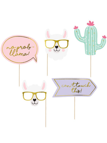 Pastelni set za foto kabinu od 5 dijelova s motivom lame za rođendane