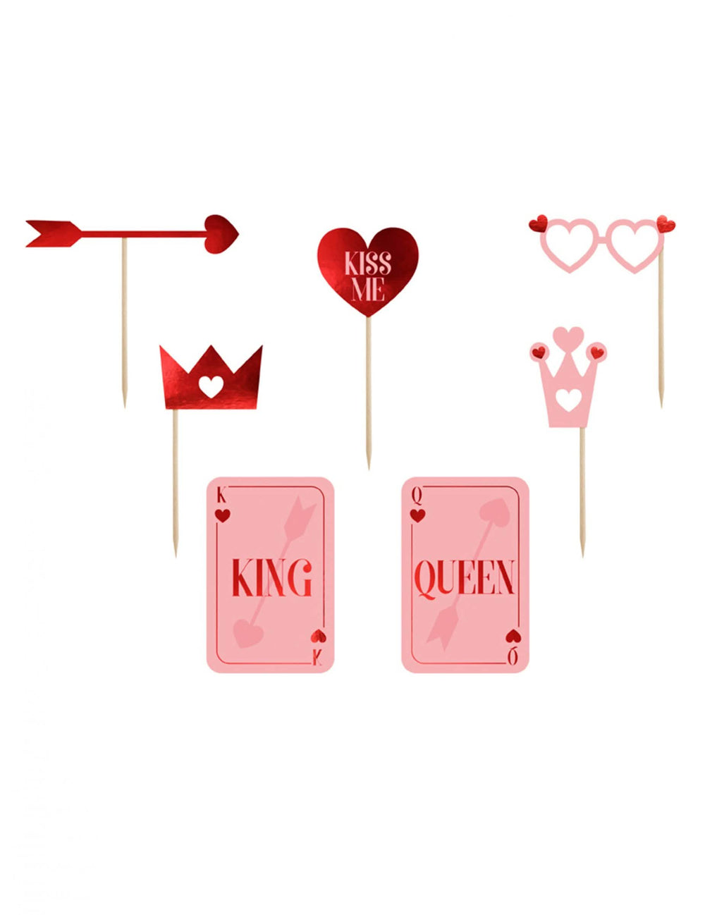 Kit photobooth love is in the air crvena et roza avec 7 dodaci