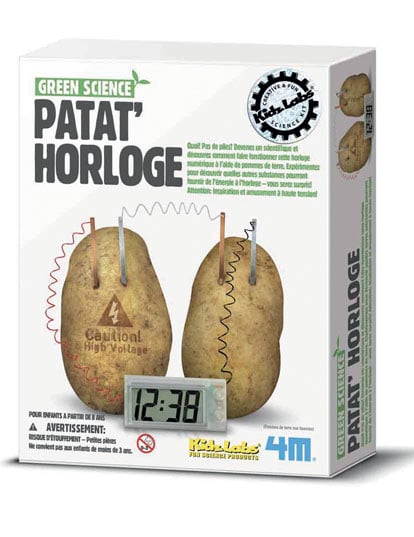 Kit scientifique patat'horloge pour enfant énergie pomme de terre