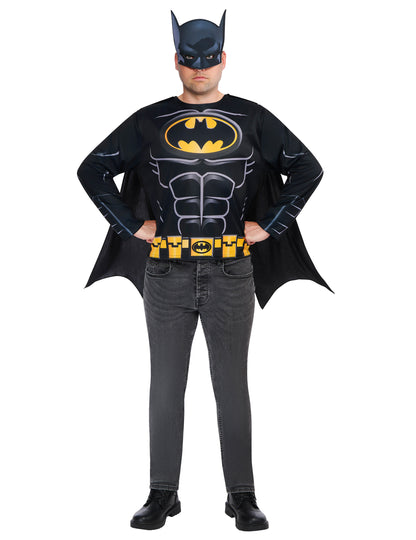 Kit top et masque Batman pour adulte noir et jaune avec cape