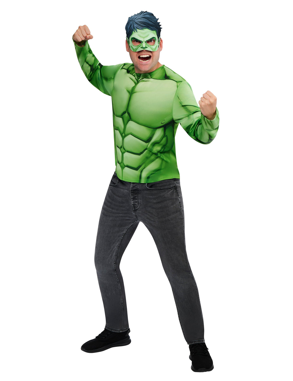 Kit top et masque Hulk pour adulte vert musclé