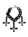 Bracelet croix crâne pour adulte noir avec pendentifs de croix inversées et têtes de mort