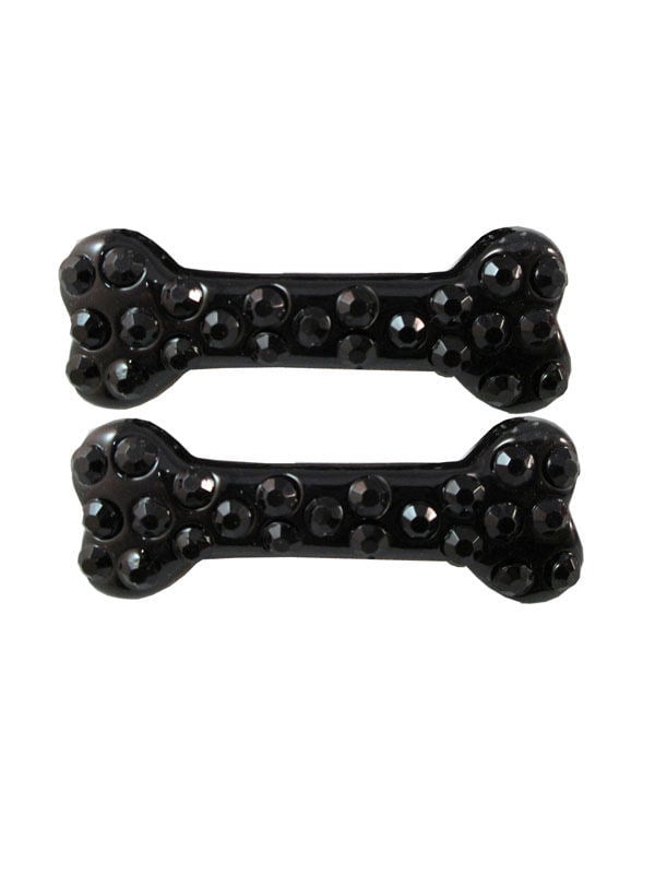 Lot de barrettes à cheveux os gothiques pour femme noir avec strass