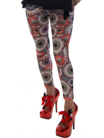 Kreepsville gotičke tajice s očima crno-ljubičasto-plave 