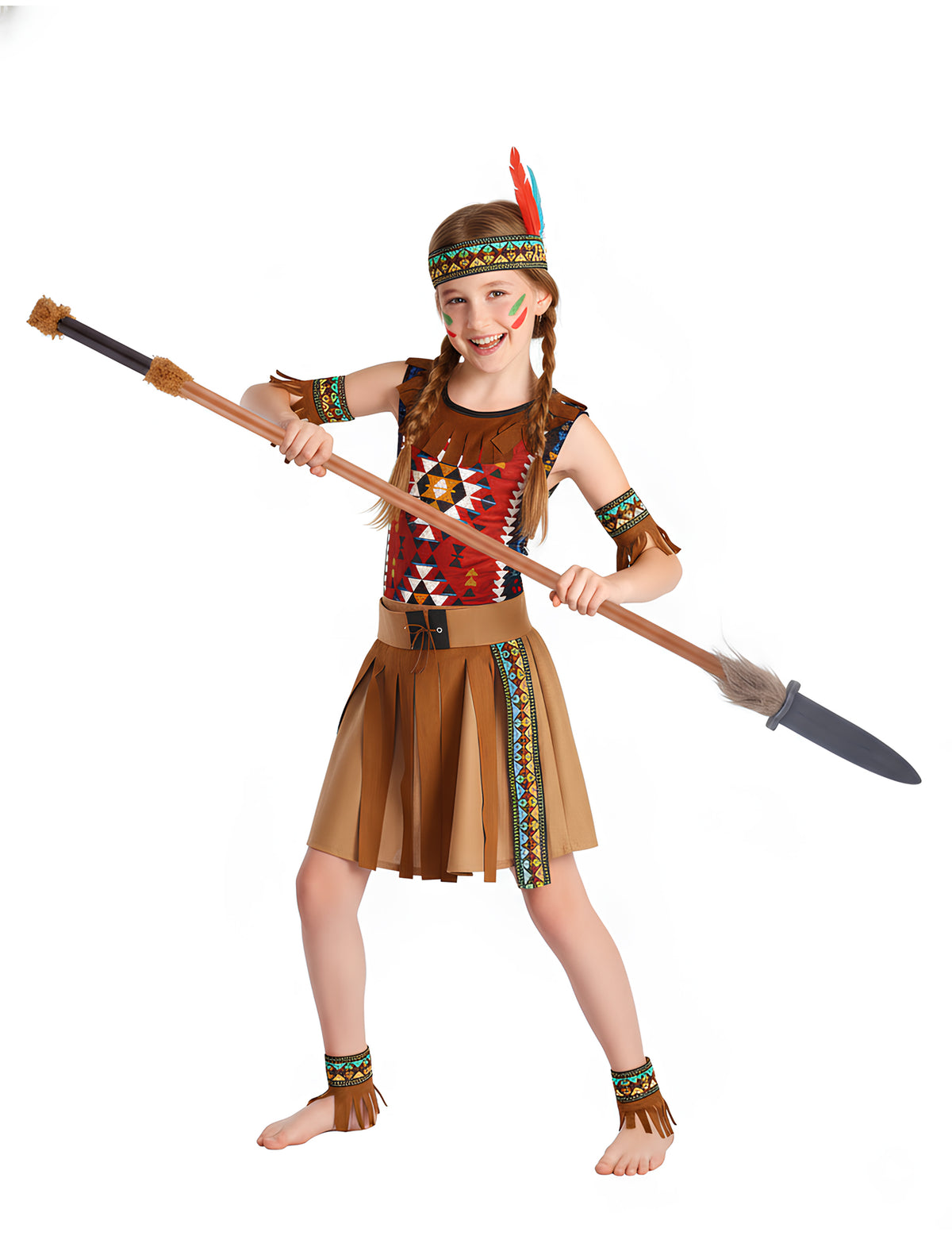 Lance indienne pour enfant marron de 120 cm