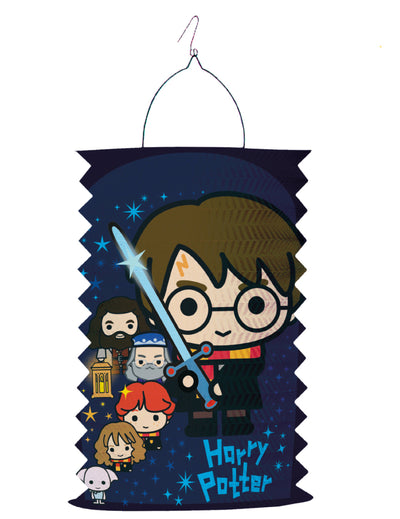 Lanterne en papier kawaii Harry Potter bleue avec personnages style chibi