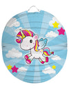 Lanterne en papier Licorne bleue avec nuages et étoiles