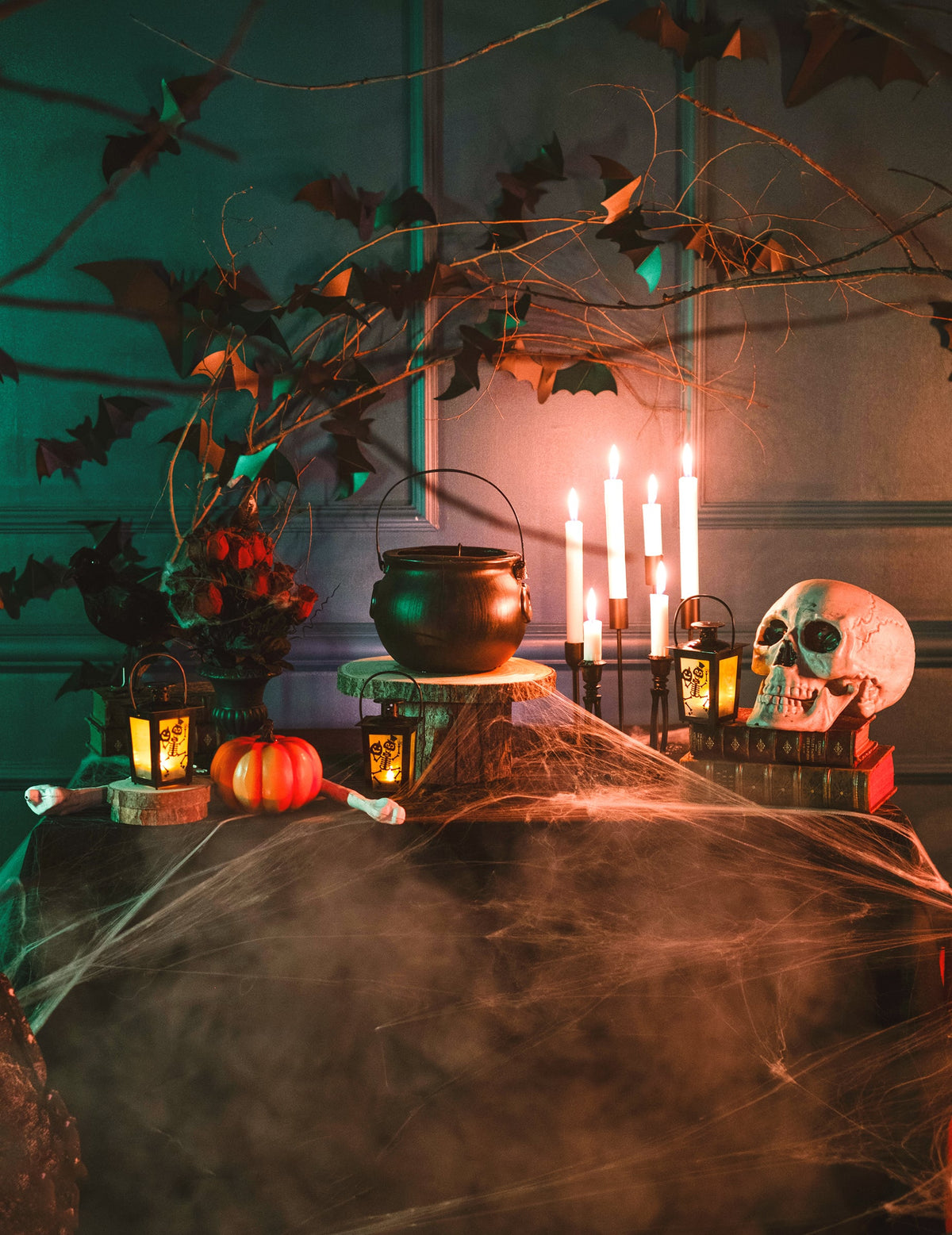 Décoration de table de la lanterne lumineuse Squelette pour Halloween