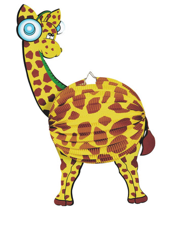 Lanterne papier girafe pour enfant jaune et marron avec casque audio