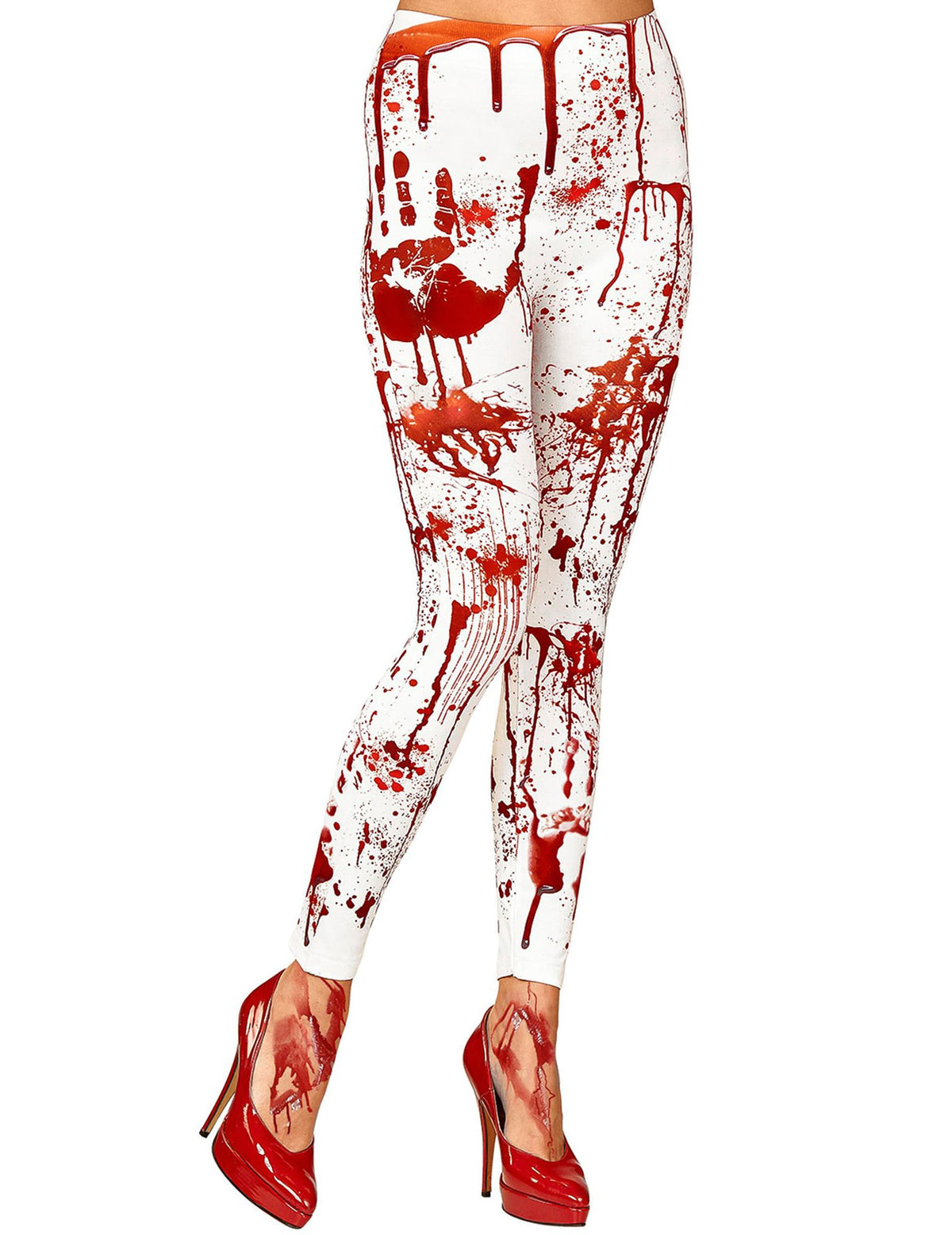 Legging sanglant pour femme blanc avec taches de sang