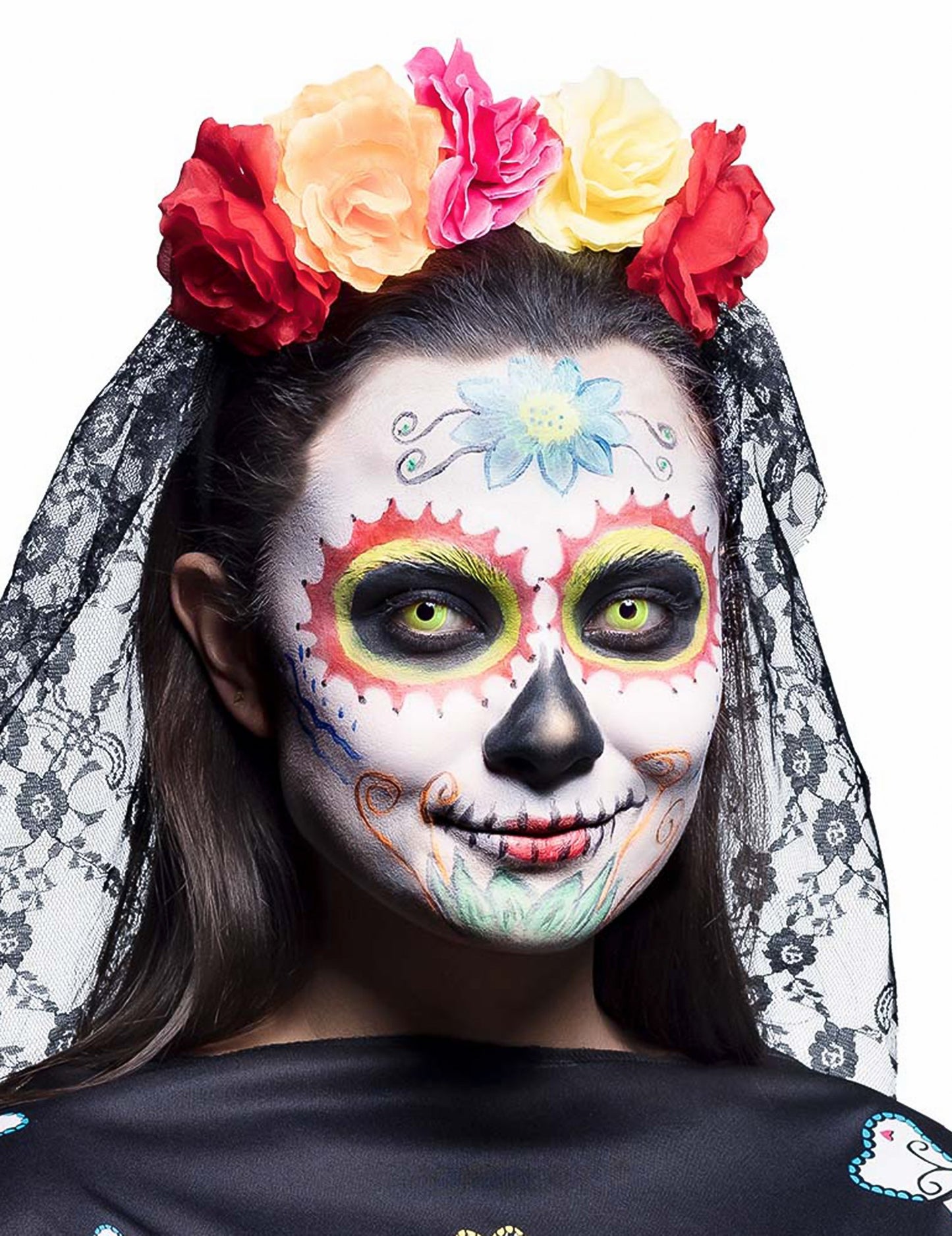 Detalj prikaza s make-upom žutih UV fantazijskih leća za odrasle