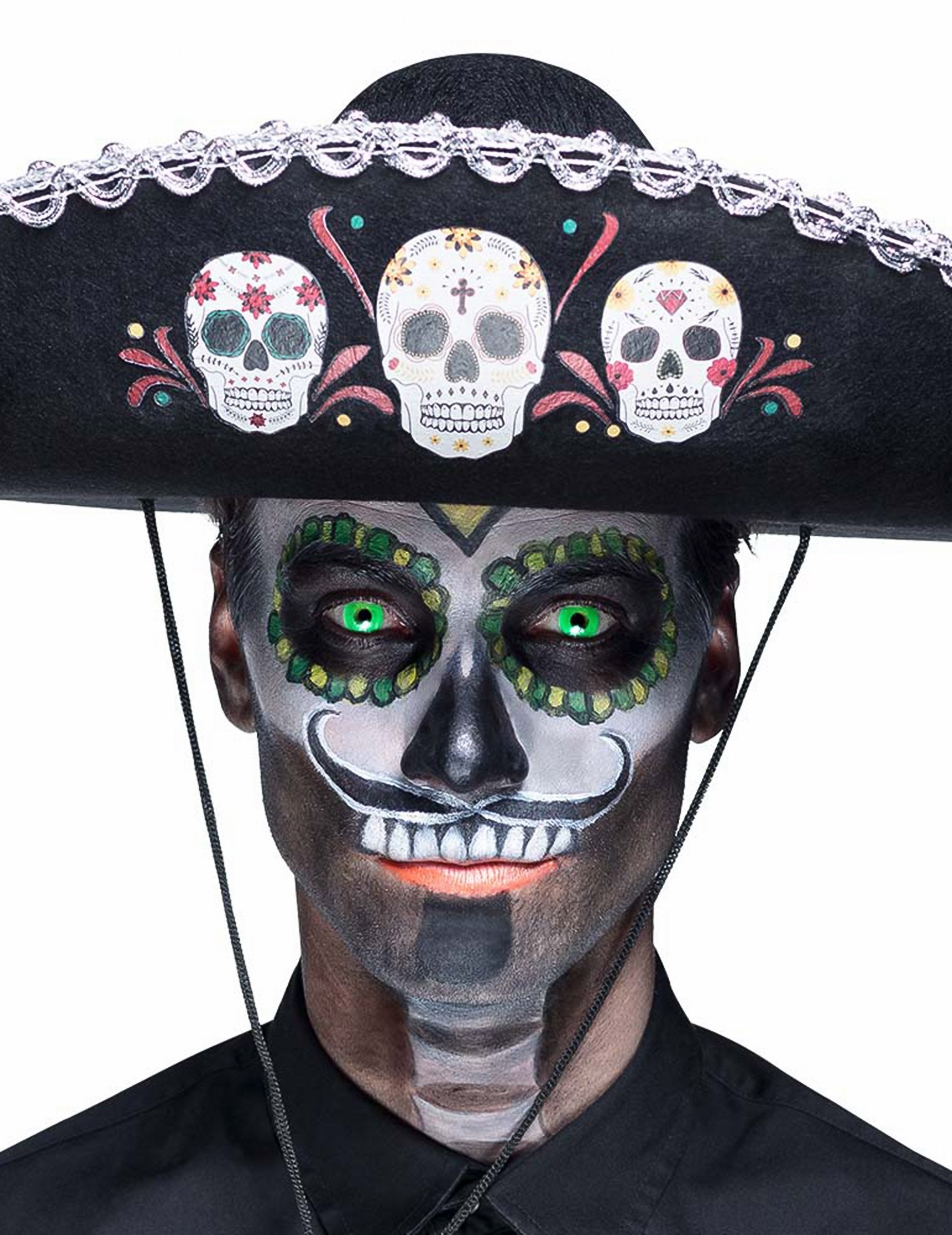 Kadar fokusiran na fluorescentni efekt UV fantazijskih leća za odrasle u fluorescentnoj zelenoj boji