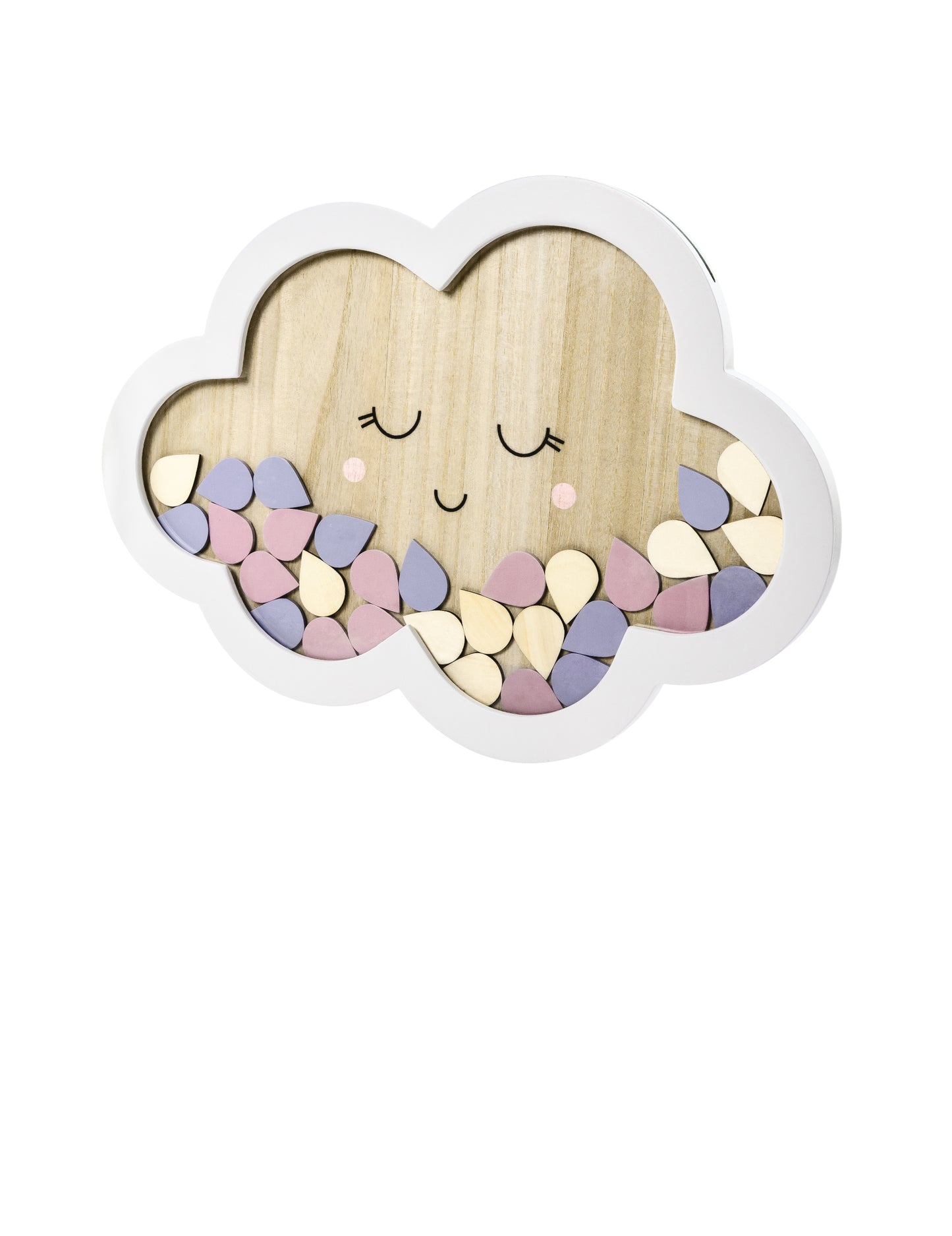 Drvena knjiga gostiju u obliku oblaka, 43 x 30 cm s 30 kapi