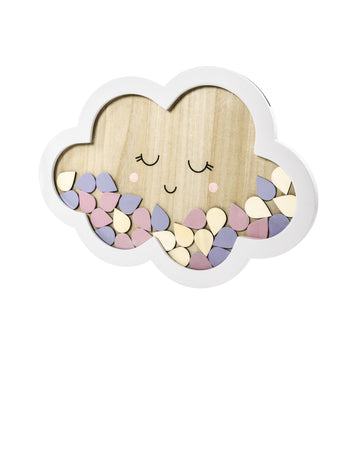 Drvena knjiga gostiju u obliku oblaka, 43 x 30 cm s 30 kapi